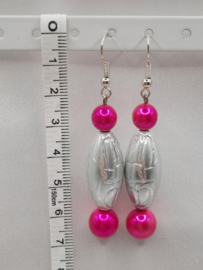 Pearly pearls - fuchsia/zilver