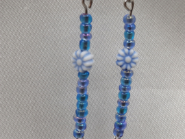 Parelmoer met bloemetje - blauw