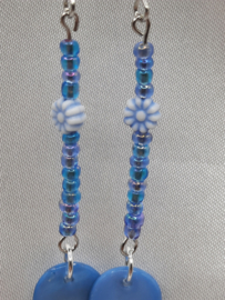Parelmoer met bloemetje - blauw