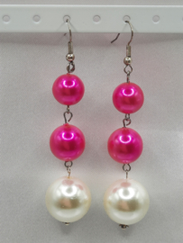 Pearly pearls - fuchsia/wit