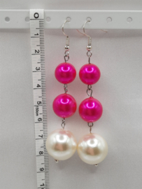 Pearly pearls - fuchsia/wit