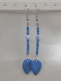 Parelmoer met bloemetje - blauw