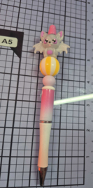 Vleermuis glitterpen - Wit/Roze