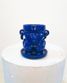 Muisca man face pot D9 H12 - Glazed Blue