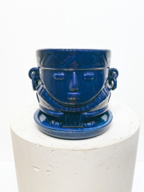 Muisca man face  pot D15 H14 - Glazed Blue