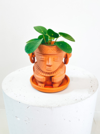 Muisca man face terracotta pot D9 H12