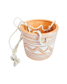 All white engraved hanging pot D14 H13