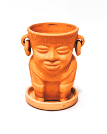 Muisca man face terracotta pot D8 H11