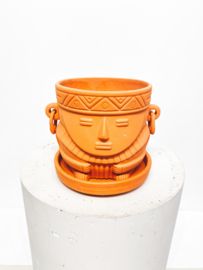 Muisca man face terracotta pot D15 H14