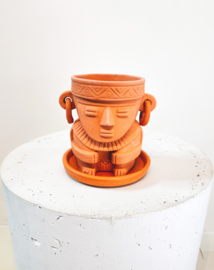 Muisca man face terracotta pot D9 H12