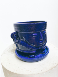 Muisca man face  pot D15 H14 - Glazed Blue