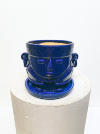 Muisca man face  pot D15 H14 - Glazed Blue