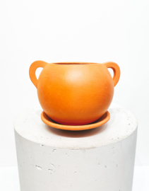 "Bola" terracotta pot with  handles D15 H12