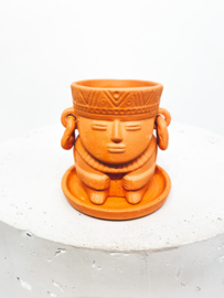 Muisca man face terracotta pot D7 H8