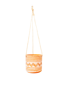 All white engraved hanging pot D14 H13