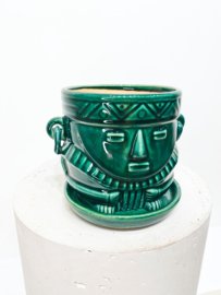 Muisca man face  pot D15 H14 - Glazed Green