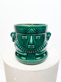 Muisca man face  pot D15 H14 - Glazed Green