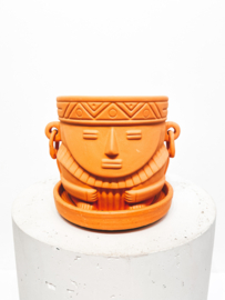 Muisca man face terracotta pot D15 H14