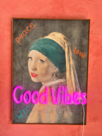 Uniek schilderij met neon verlichting