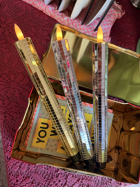 Ledkaars bling bling zilver
