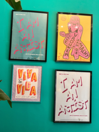 Aqua groen met roze Poster I’m an artist