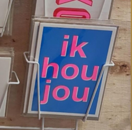 Zeefdruk kaart ‘ik hou jou’ blauw