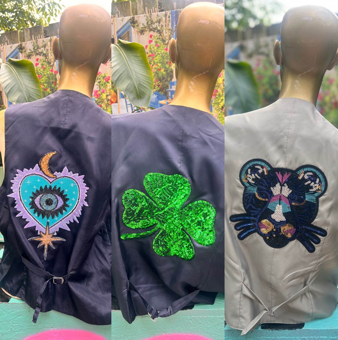 Te. Gek upcycled giletje beige