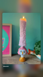 Ledkaars fluffy roze
