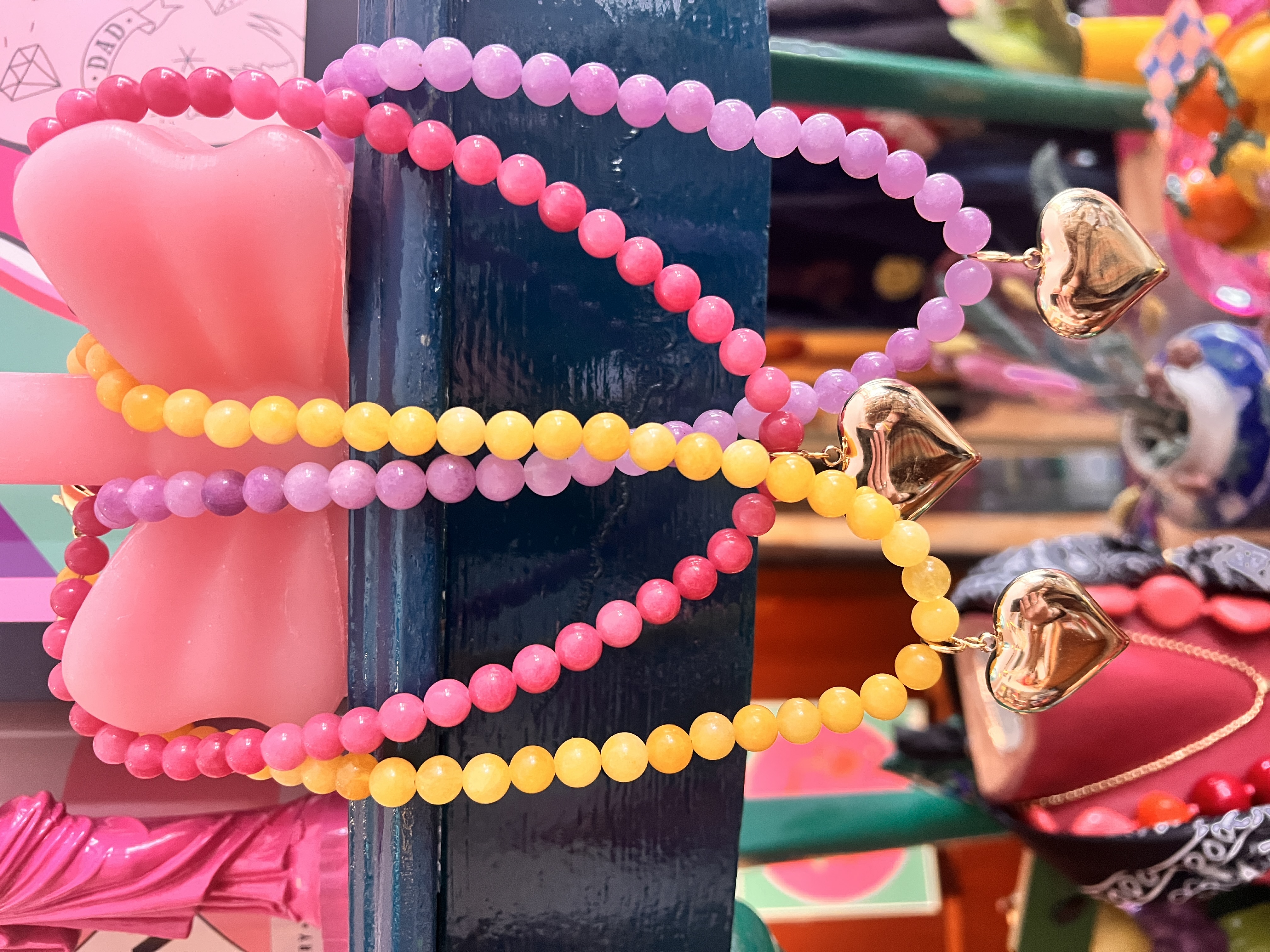 Hartjes ketting roze