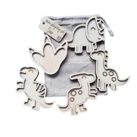 Houten vulvormen Mini's - Dino