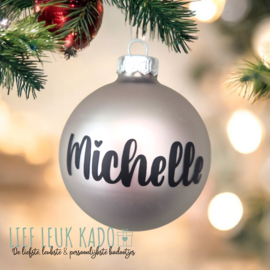 Kerstbal met naam | Misty Grey