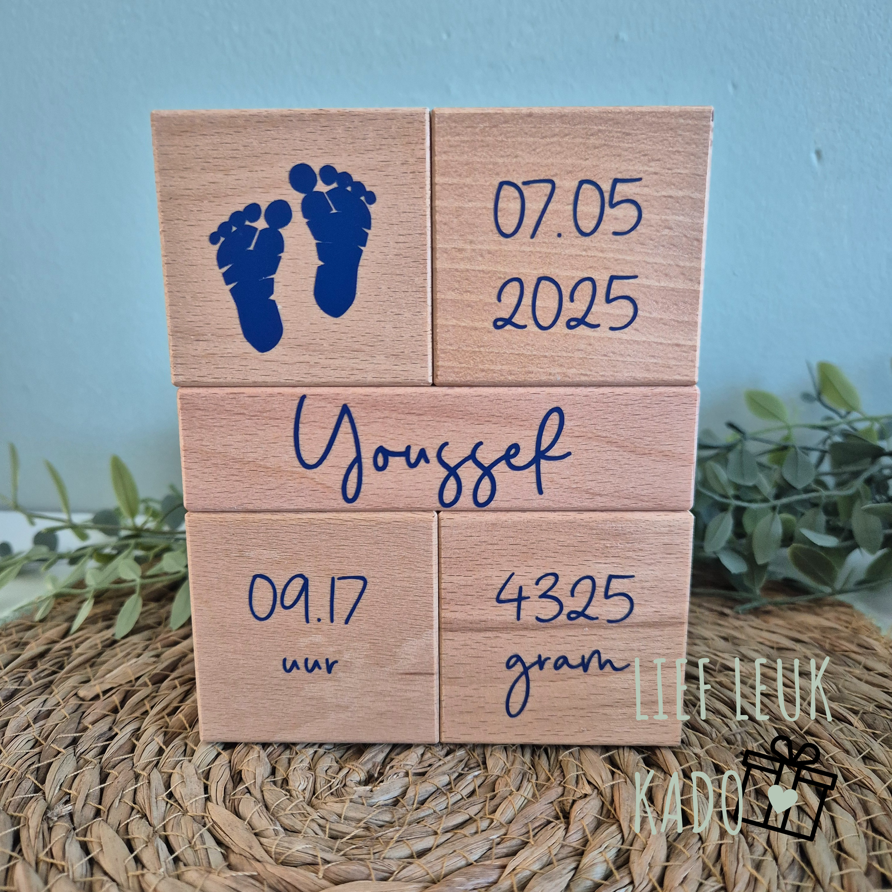 Houten blokken | Groot | Geboortegegevens