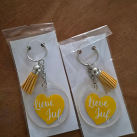 Sleutelhanger | Lieve juf - Geel