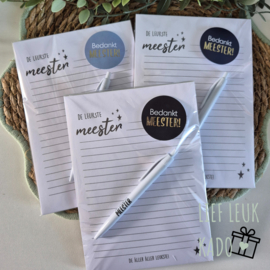 Notitieblok + pen | Coolste meester