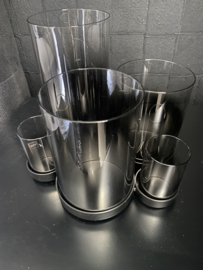 J-line waxinelichthouder 6 delig rookglas Zwart/ glas