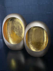 Gouden egg kandelaar klein 17x9x24 cm groot 20x10x28