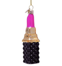 VONDELS-  Glazen kerst decoratie fel roze lipstick H11cm