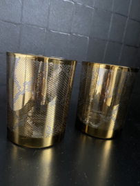 Waxinelichthouder goud 15cm glas