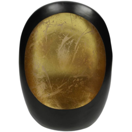 CANDLE HOLDER EGG IRON BLACK GOLD 22X10X30