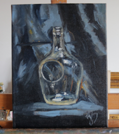 Improvisation glass vase, oil on canvas 30 x 40