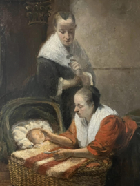 Christoffel Bisschop (1828 - 1904), schilderij,  Moeder met baby