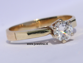 14 kt geelgouden ring 0.50 ct diamant briljant SI1-H