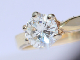 14 kt geelgouden ring 0.50 ct diamant briljant SI1-H