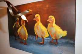 Happy Ducks, olie op doek , 120 cm x 80 cm geen lijst