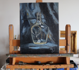 Improvisation glass vase, oil on canvas 30 x 40