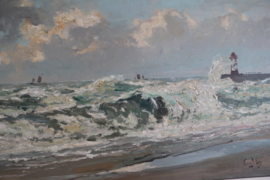 Leendert van der Vlist (1894-1962) zeezicht schilderij