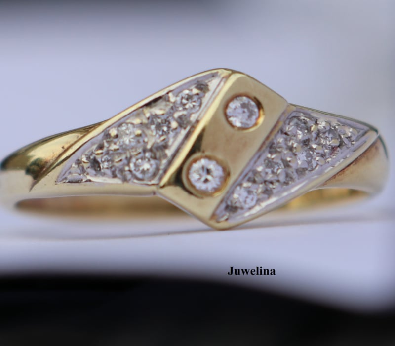 GERESERVEERD 14 kt gouden ring met diamanten