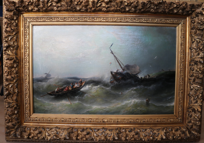 Nicolaas Riegen,  (1827-1889), Storm op zee, gedateerd 1887