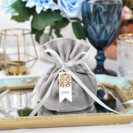 Premium Luxurious Velvet Giftpouch with Ribbon and Pearl Charm or Happiness Charm