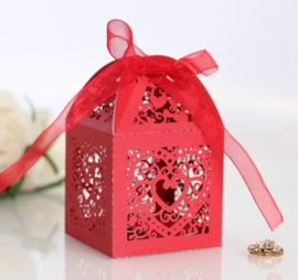 Giftbox Laser-gesneden Lantaarn Met Lint Rood (per 5 stuks)